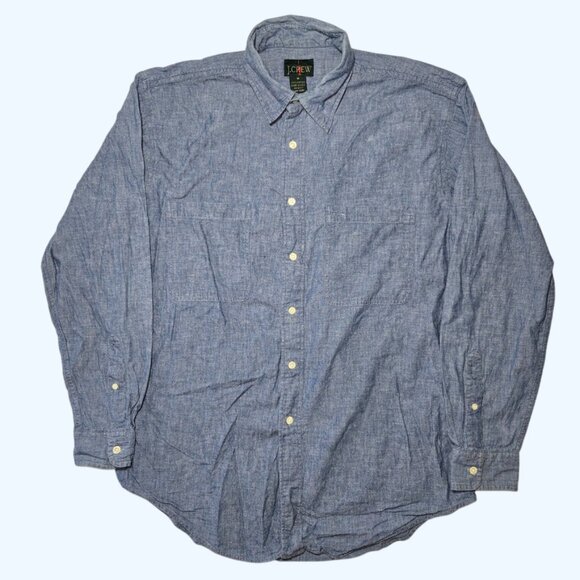 J.Crew Men's Vintage Oarsman Denim Chambray Medium Button Up L/S Shirt READ USA - Picture 1 of 8